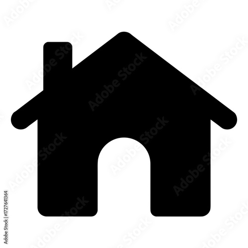 Flat black glyph icon of house representing homepage symbol for user interface design - Concept of UI navigation - web - mobile - start page