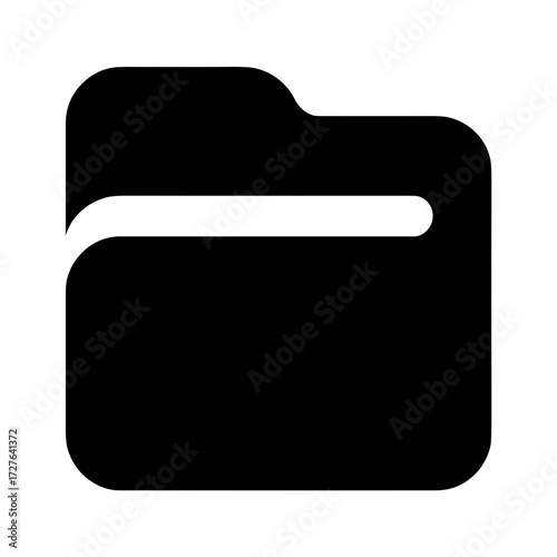 Flat black glyph icon of folder for organizing files in UI and dashboard - Concept of data storage - web - mobile - application