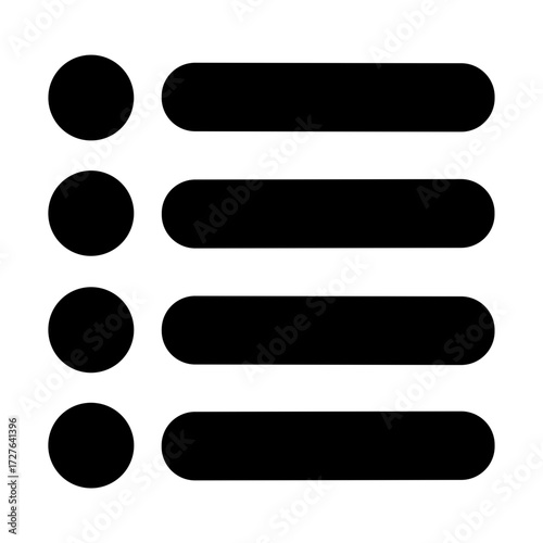 Flat black glyph icon of list layout with bullet points for interface menu - Concept of UI organization - web - dashboard - content