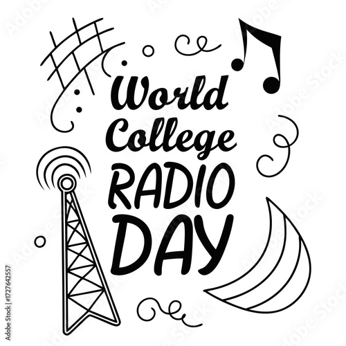 WORLD COLLEGE RADIO DAY vector illustration