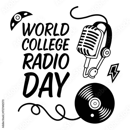 WORLD COLLEGE RADIO DAY vector illustration