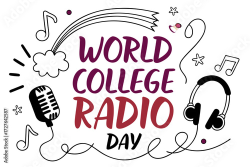 WORLD COLLEGE RADIO DAY vector illustration