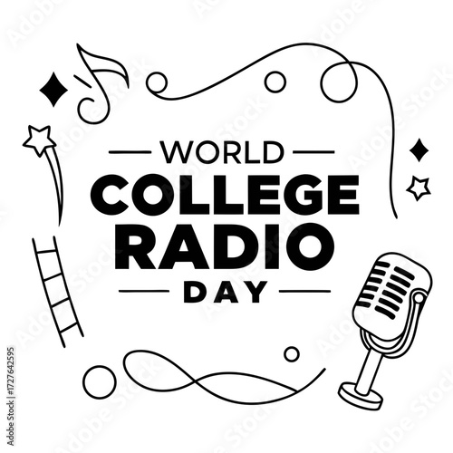 WORLD COLLEGE RADIO DAY vector illustration
