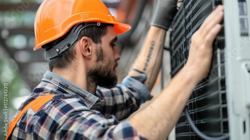 Man repairing air conditioner