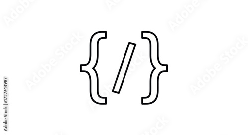 Simple Black Line Code Icon with Slash.