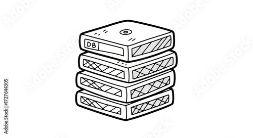 Stack of Hand-Drawn Retro Data Storage Disks.
