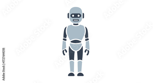 Cartoon Robot Illustration with Gray and Black Accents.