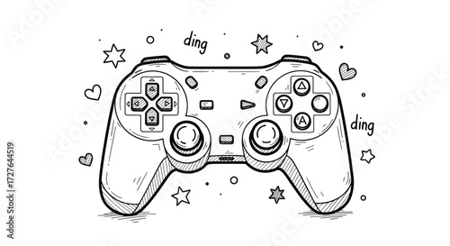 Hand-drawn Outline of a Video Game Controller.