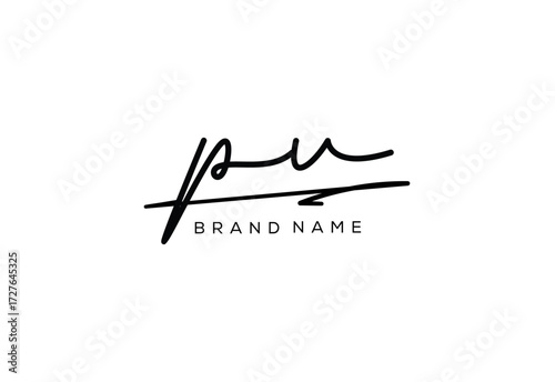 PV letter elegant cursive signature beauty handwriting logo.
