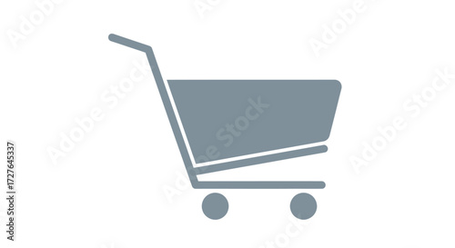 Simple gray shopping cart icon for e-commerce and online retail websites.