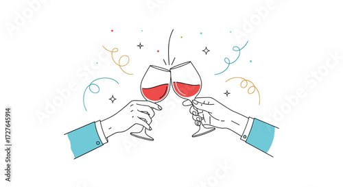 Celebration of friendship and the joy of sharing fine red wine together during a special event.