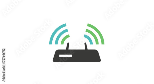 Wireless Router Icon with Signal Waves.