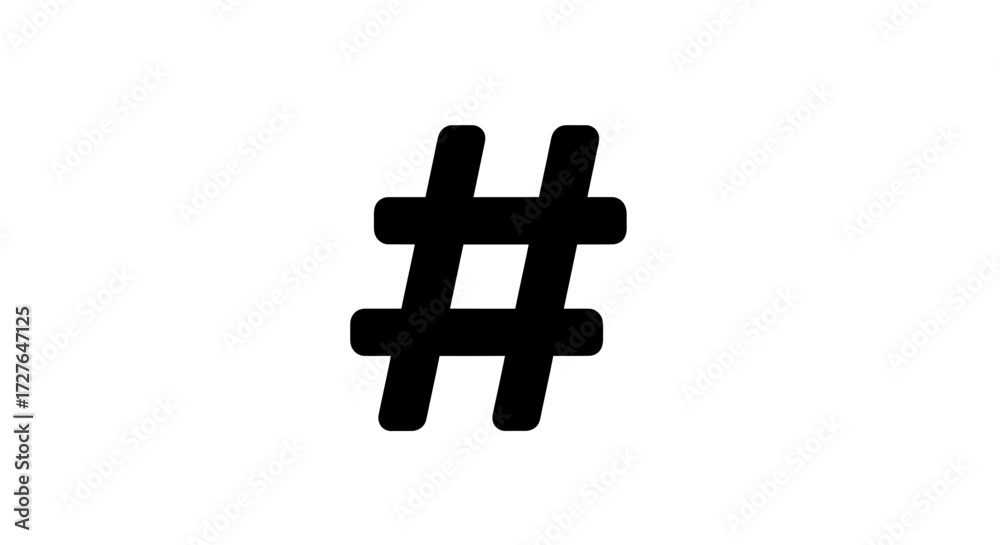 Fototapeta premium Bold Black Hashtag Symbol Isolated on White Background.