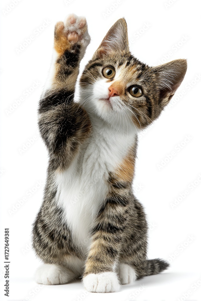 Obraz premium Cute kitten raising paw
