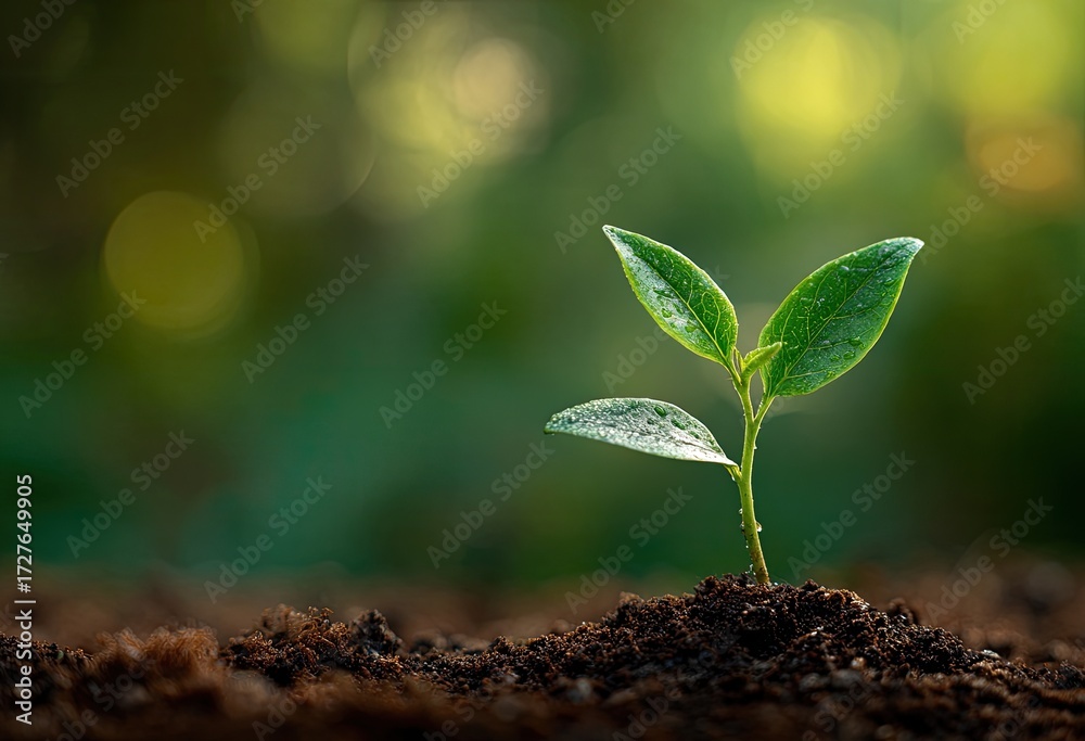 Fototapeta premium A young plant emerging from the earth