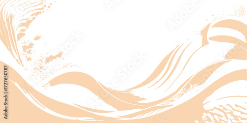 A colorful vector illustration of orange and yellow waves with a smoky pink light texture creates a vibrant style backdrop design
