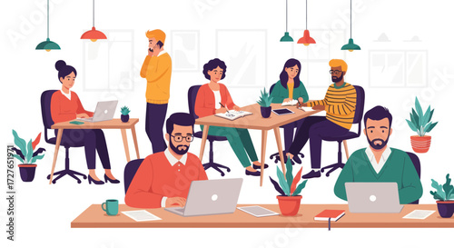 Diverse Business Team in Modern Office Setting.