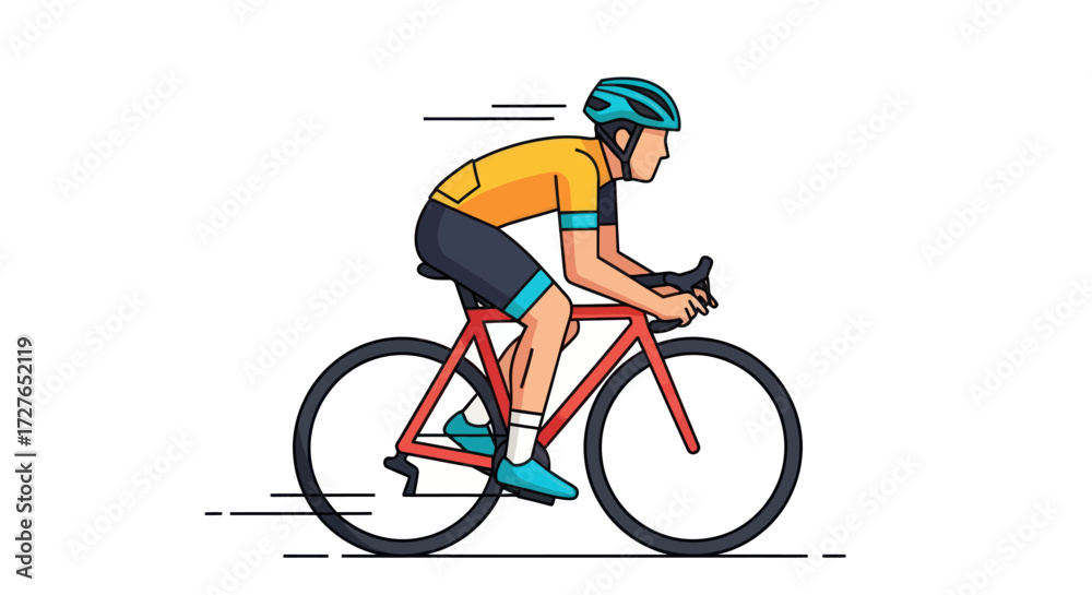 Obraz premium Cyclist in Motion: Riding a Red Road Bike.