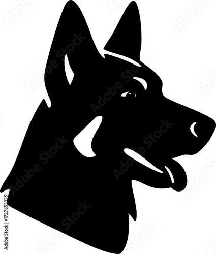 German Shepherd profile with alert ears and strong muzzle shape.