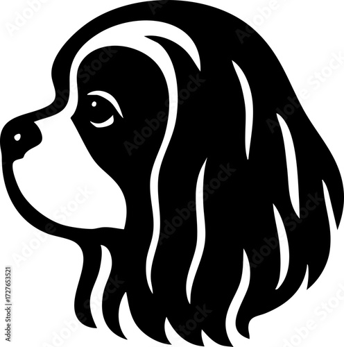 Lhasa Apso profile with long coat draping around small head.