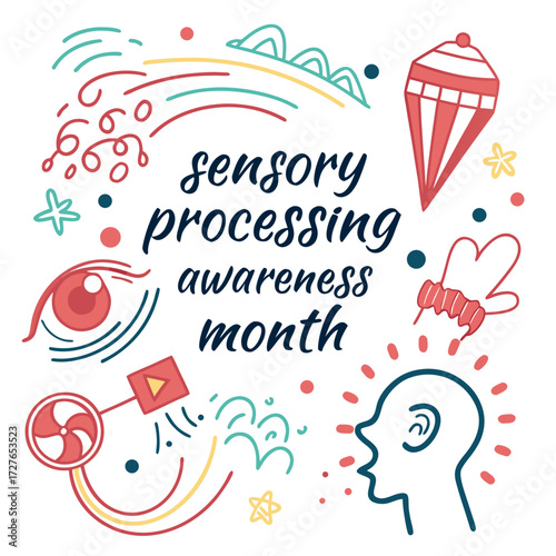 SENSORY PROCESSING AWARENESS MONTH vector illustration