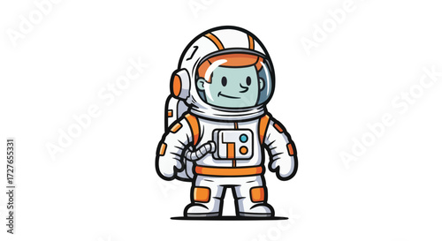 Cartoon Astronaut Character in White Spacesuit with Orange Accents.
