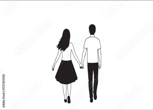 black vector of couple in silhouette