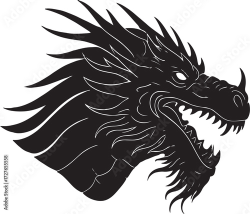 black vector of dragon in silhouette