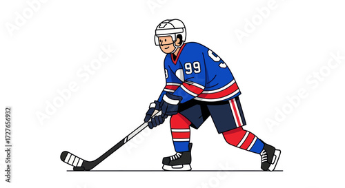 Cartoon Hockey Player in Action.