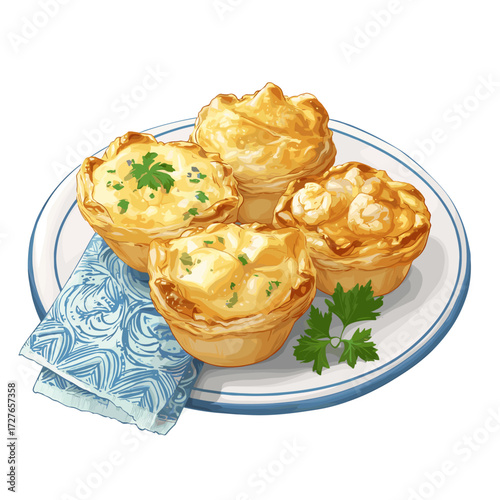 Brazilian Empadinhas Mini Savory Pies Vector Illustrtion