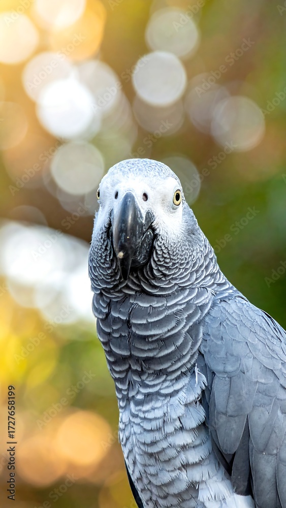 Fototapeta premium Close-up of a grey parrot