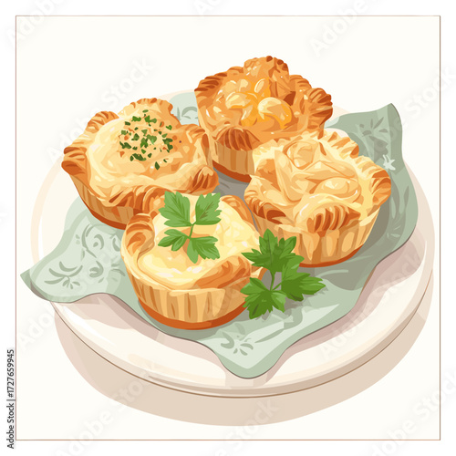 Brazilian Empadinhas Mini Savory Pies Vector Illustrtion