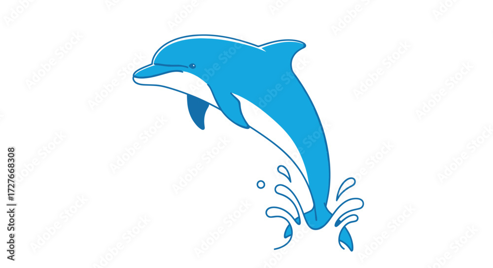 Fototapeta premium Blue Dolphin Leaping from Water with Splash Effects.