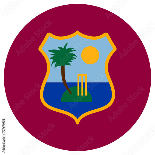 West Indies Flag cricket round circle transparent PNG