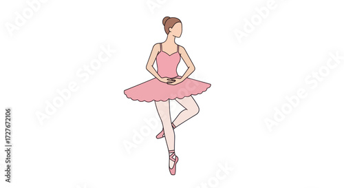 Elegant Ballerina in Pink Tutu Performing Classic Ballet Pose.