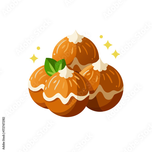 vector illustration of roasted chestnuts topped 