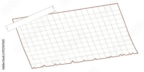 blank graph paper sheet with grid lines tilted perspective notebook page illustration design.