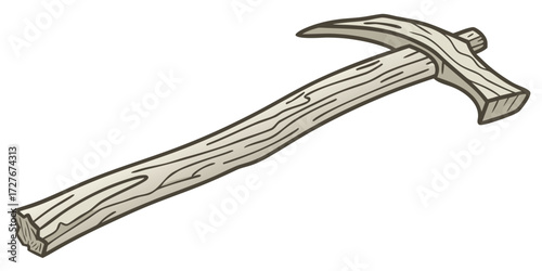 wooden handle claw hammer carpentry tool side view illustration with metal head isolated on white background.