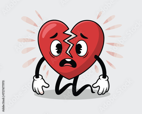 Sad broken heart character cartoon
