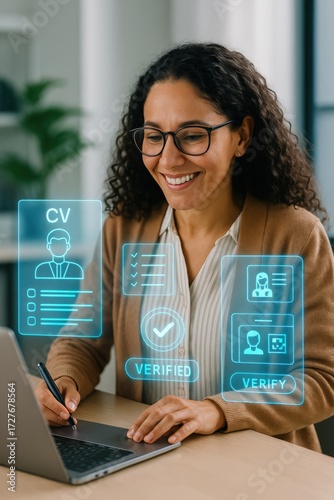 Job application process home office digital interaction professional environment close-up view career advancement