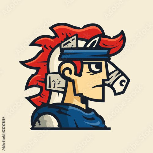 Cartoon warrior headshot