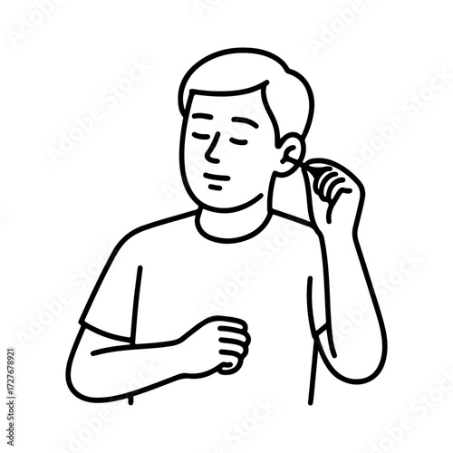 line icon person cleaning his ear with a cotton swab vector on a white background
Vector line icon on a white background