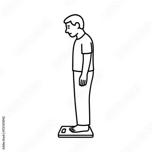 line icon person weighing himself vector on a white background
Vector line icon on a white background
