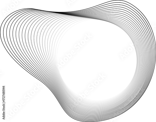Vector with a round transparent center surrounded by smooth, continuous contours that suggest fluidity and directional movement.