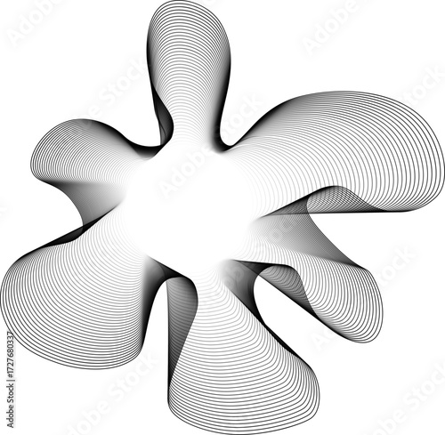 Circular center vector with irregular opacity gradient and edge marked by bulging protrusions in layered curvature.