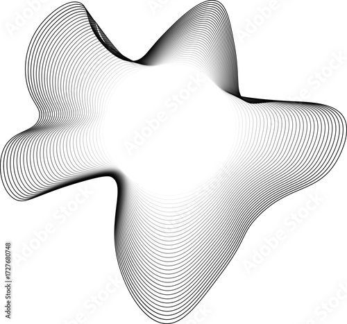 Circular vector with inner transparency and outer edge composed of gently curved organic forms in rhythmic motion.