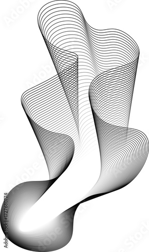 Vector shape with a glowing circular core and outer edges combining blob-like curves with soft zigzag lines.