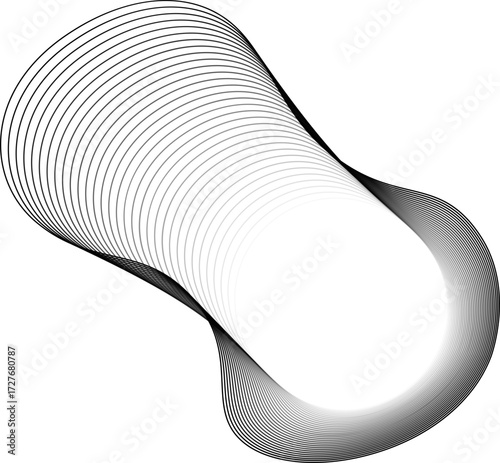 Vector element featuring a central luminous circle with layered contour lines forming an irregular abstract blob outline.