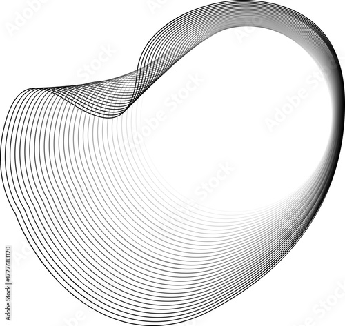 Circular composition of freeform outlines with a central luminous void that grows brighter outward.