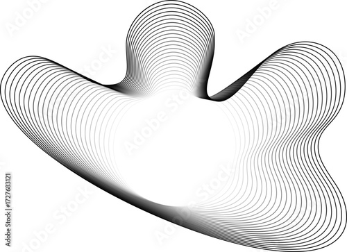 Vector design with fluid, irregular border curves and a light-filled circular center.